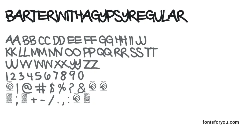 A fonte BarterwithagypsyRegular (54877) – alfabeto, números, caracteres especiais