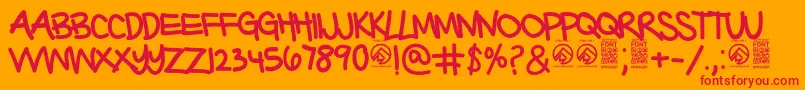BarterwithagypsyRegular Font – Red Fonts on Orange Background