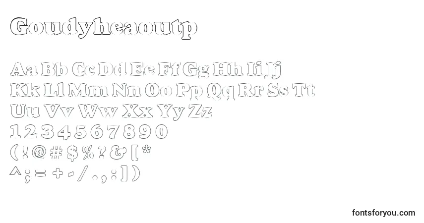Шрифт Goudyheaoutp – алфавит, цифры, специальные символы