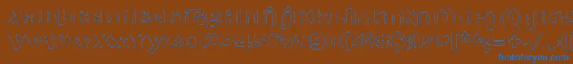 Goudyheaoutp-Schriftart – Blaue Schriften auf braunem Hintergrund