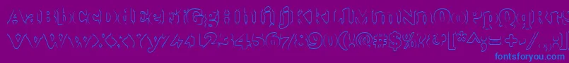 Goudyheaoutp-Schriftart – Blaue Schriften auf violettem Hintergrund