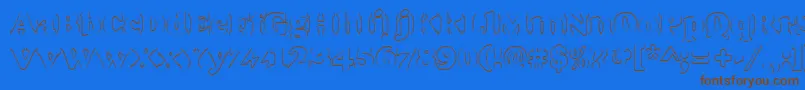 フォントGoudyheaoutp – 茶色の文字が青い背景にあります。