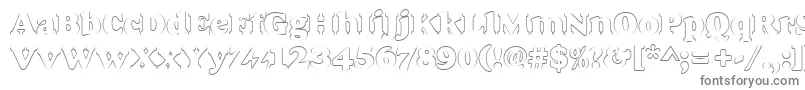Goudyheaoutp-fontti – harmaat kirjasimet valkoisella taustalla