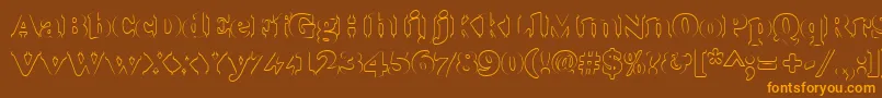 Goudyheaoutp-Schriftart – Orangefarbene Schriften auf braunem Hintergrund