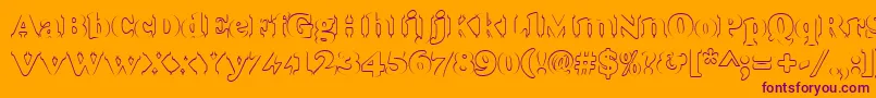 Goudyheaoutp-Schriftart – Violette Schriften auf orangefarbenem Hintergrund