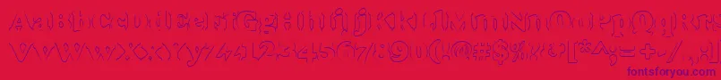 Goudyheaoutp-Schriftart – Violette Schriften auf rotem Hintergrund