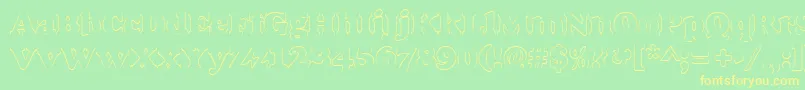 フォントGoudyheaoutp – 黄色の文字が緑の背景にあります