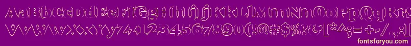 Goudyheaoutp-Schriftart – Gelbe Schriften auf violettem Hintergrund