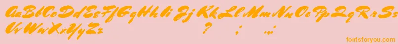 フォントBluelminRonald – オレンジの文字がピンクの背景にあります。