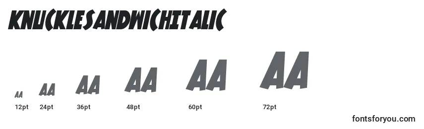 Размеры шрифта KnuckleSandwichItalic