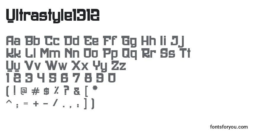 Czcionka Ultrastyle1312 – alfabet, cyfry, specjalne znaki