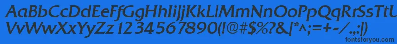 QuadratBoldItalic Font – Black Fonts on Blue Background