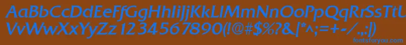 QuadratBoldItalic Font – Blue Fonts on Brown Background