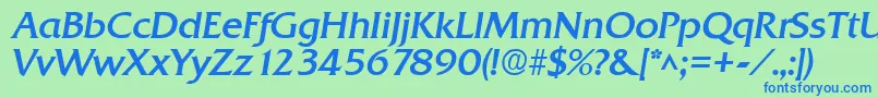 QuadratBoldItalic Font – Blue Fonts on Green Background