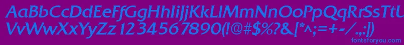 Шрифт QuadratBoldItalic – синие шрифты на фиолетовом фоне