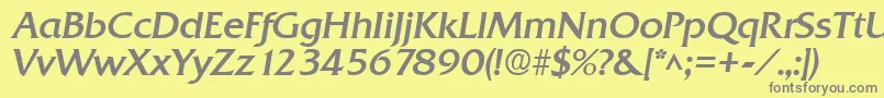 フォントQuadratBoldItalic – 黄色の背景に灰色の文字