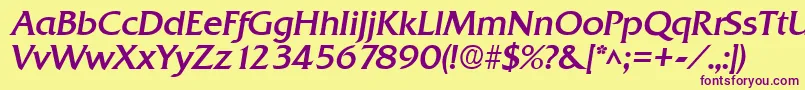 QuadratBoldItalic-Schriftart – Violette Schriften auf gelbem Hintergrund