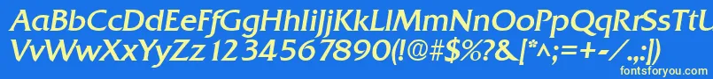 QuadratBoldItalic Font – Yellow Fonts on Blue Background