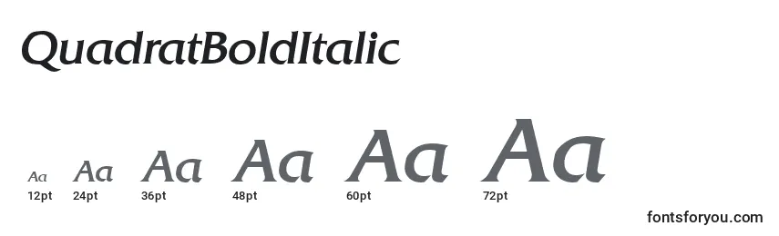 Размеры шрифта QuadratBoldItalic