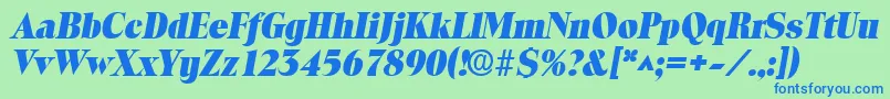 ToledolhBoldItalic Font – Blue Fonts on Green Background