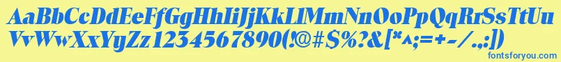 ToledolhBoldItalic Font – Blue Fonts on Yellow Background