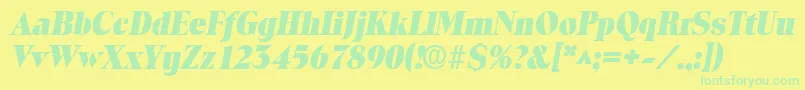 ToledolhBoldItalic Font – Green Fonts on Yellow Background