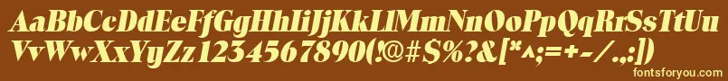 ToledolhBoldItalic Font – Yellow Fonts on Brown Background