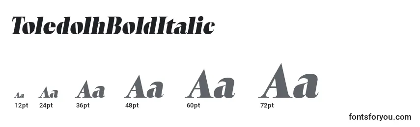Размеры шрифта ToledolhBoldItalic