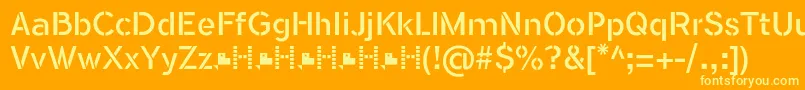 FlamanteStenBook-Schriftart – Gelbe Schriften auf orangefarbenem Hintergrund