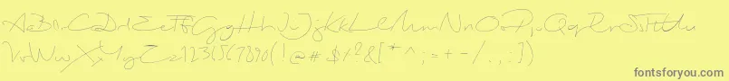 BiloxiThin-Schriftart – Graue Schriften auf gelbem Hintergrund