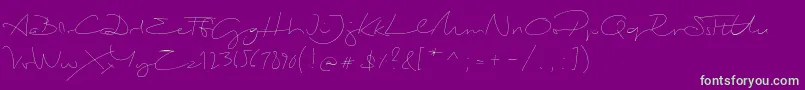 BiloxiThin-fontti – vihreät fontit violetilla taustalla