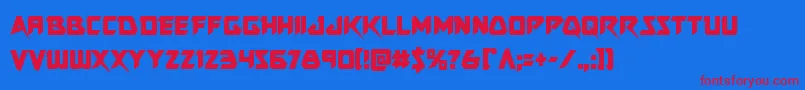 Skirmishercond Font – Red Fonts on Blue Background