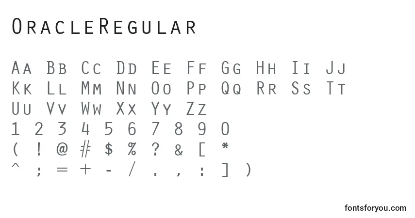 Czcionka OracleRegular – alfabet, cyfry, specjalne znaki