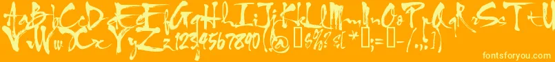 Fonte VniHlthuphap – fontes amarelas em um fundo laranja