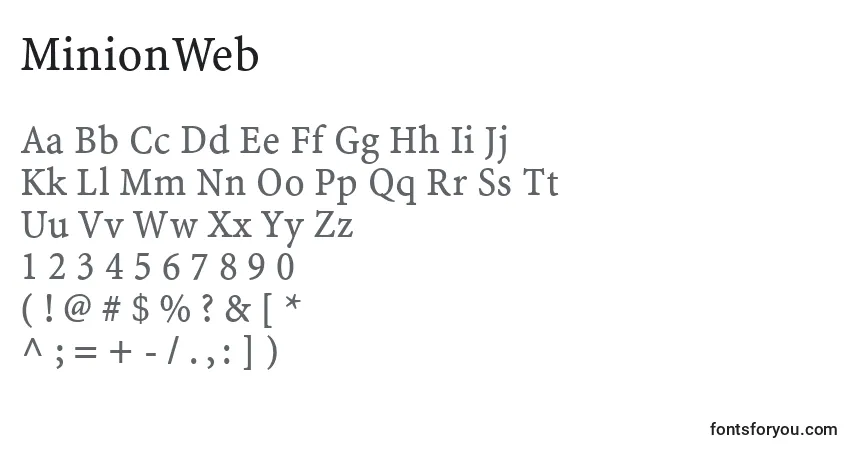 Schriftart MinionWeb – Alphabet, Zahlen, spezielle Symbole