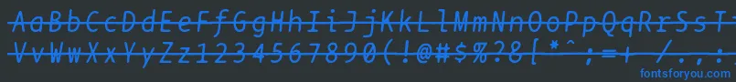 フォントBptypewritestrikethroughitalics – 黒い背景に青い文字