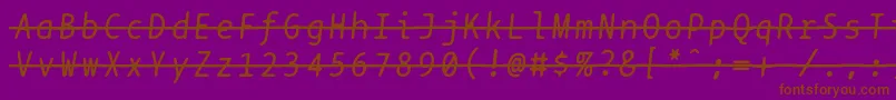 Bptypewritestrikethroughitalics-fontti – ruskeat fontit violetilla taustalla