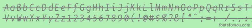Bptypewritestrikethroughitalics Font – Gray Fonts on Green Background