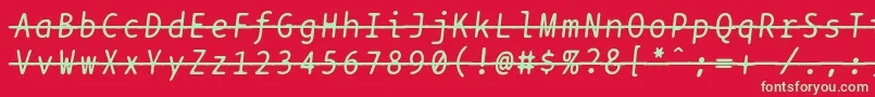 フォントBptypewritestrikethroughitalics – 赤い背景に緑の文字