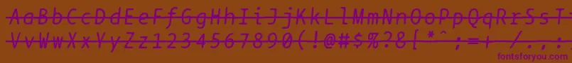 Bptypewritestrikethroughitalics Font – Purple Fonts on Brown Background