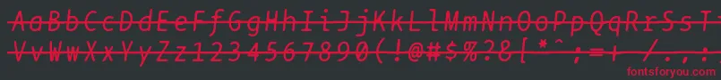 フォントBptypewritestrikethroughitalics – 黒い背景に赤い文字