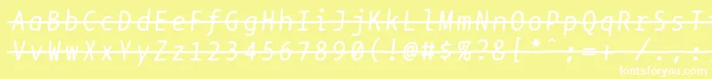 フォントBptypewritestrikethroughitalics – 黄色い背景に白い文字