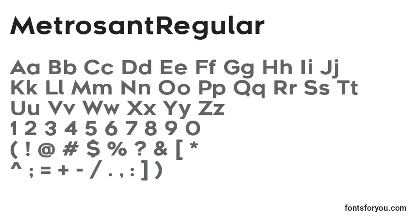 A fonte MetrosantRegular – alfabeto, números, caracteres especiais