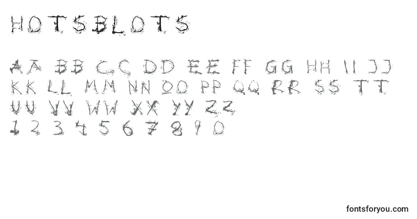 Schriftart Hotsblots – Alphabet, Zahlen, spezielle Symbole