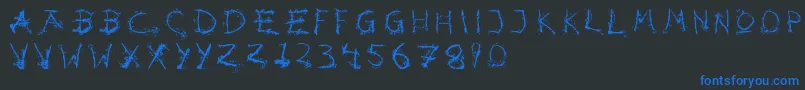 Hotsblots-Schriftart – Blaue Schriften auf schwarzem Hintergrund