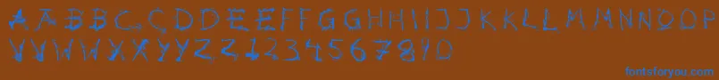 フォントHotsblots – 茶色の背景に青い文字