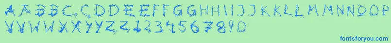 フォントHotsblots – 青い文字は緑の背景です。