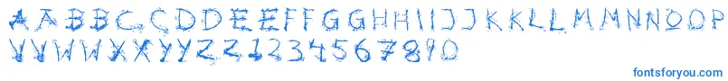 Hotsblots-Schriftart – Blaue Schriften auf weißem Hintergrund