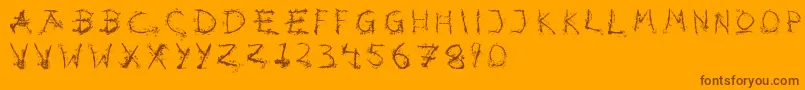 Hotsblots-Schriftart – Braune Schriften auf orangefarbenem Hintergrund
