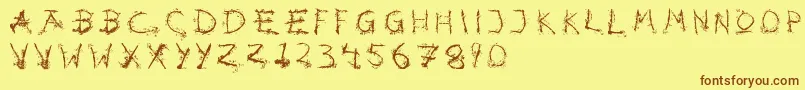 Hotsblots-Schriftart – Braune Schriften auf gelbem Hintergrund